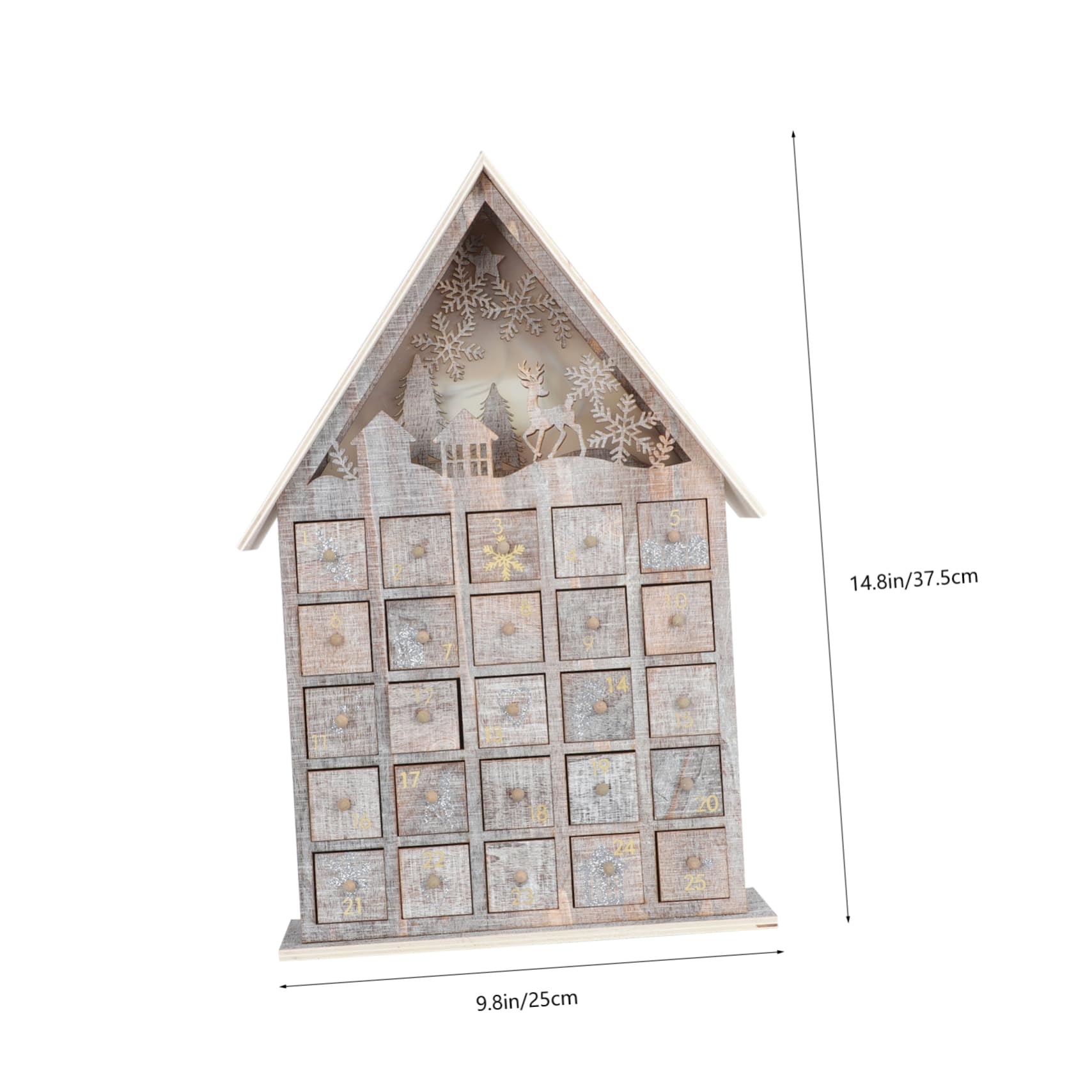 Calendario de Adviento Navideño con Luz de Madera Y Cajón Decoración Luminosa para Escritorio para Niños Y Niñas