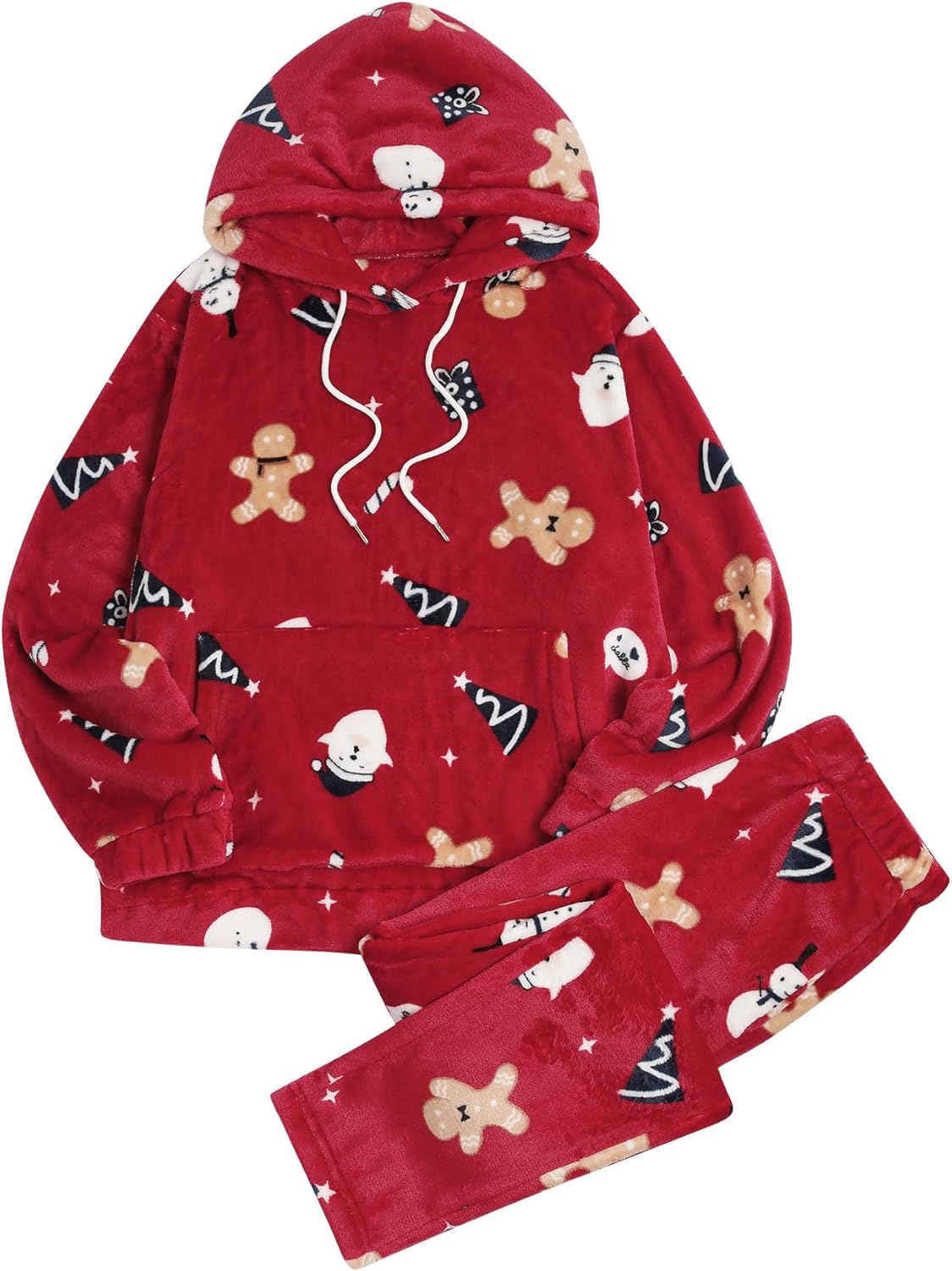 ZAFUL Women’s Fuzzy Fleece Pajamas Sets Loungewear Long Sleeve pocket Casual Hoodies and Pants Set 2 Piece Fluffy Sleepwear