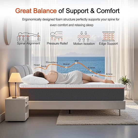 Double Mattress, 15cm Memory Foam Mattress, Cooling Double Mattresses for Pressure Relief, Medium Mattress for Double Bed with Removable Cover, 135X190X15CM