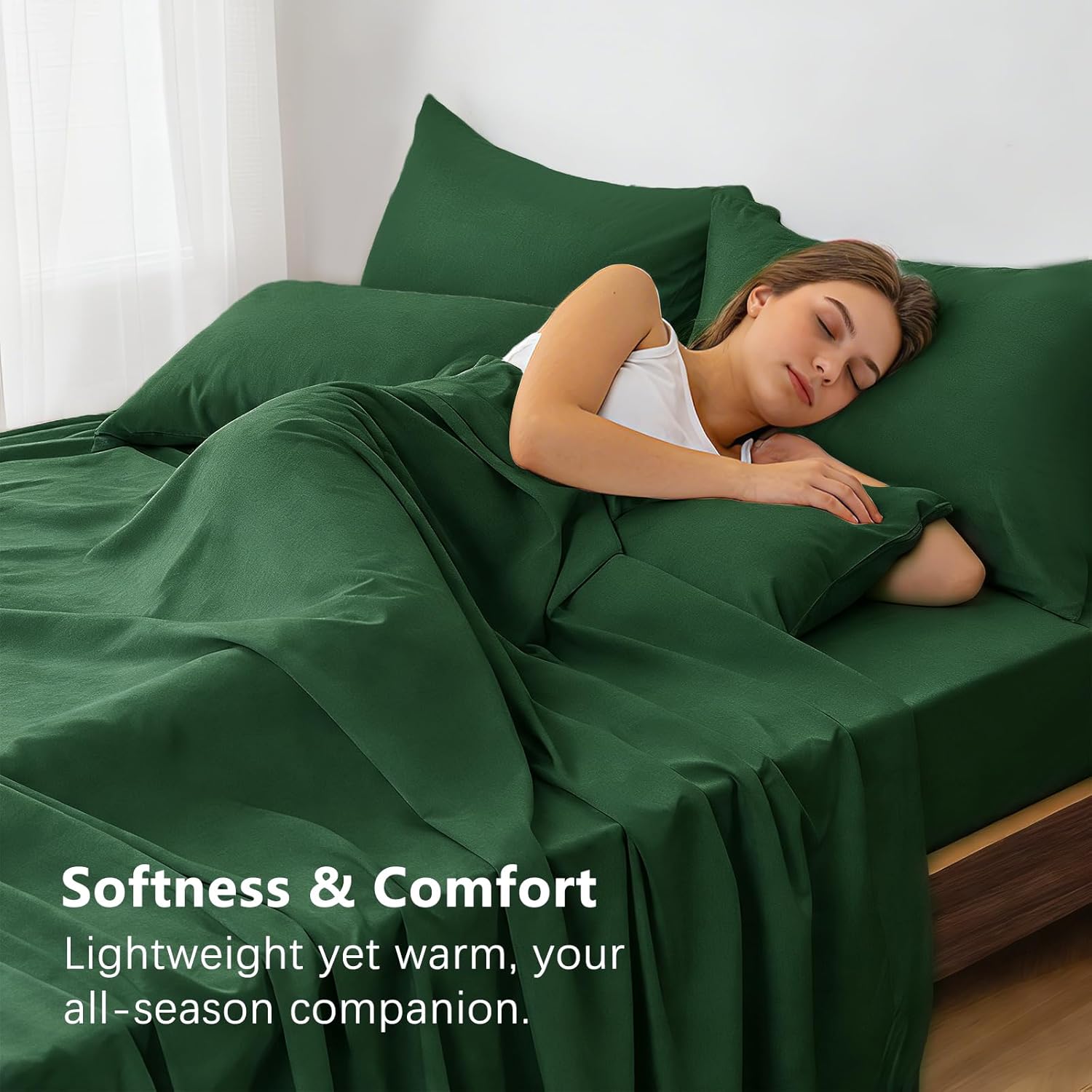 King Size Sheets Set - 6 Piece Luxuriously Soft & Cooling Sheets King Size - Ultra Soft 16" Deep Pocket King Sheet Set - Fitted Sheet & Pillowcase Sets (King Emerald Green)