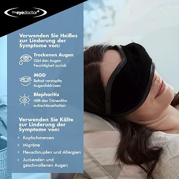 The Eye Doctor Essential – Antibakterielle Wärmekompresse mit antibakteriellem Schild für trockene Augen Blepharitis und MGD – sicher zum Erwärmen in der Mikrowelle – Hot & Cold Augenkompresse