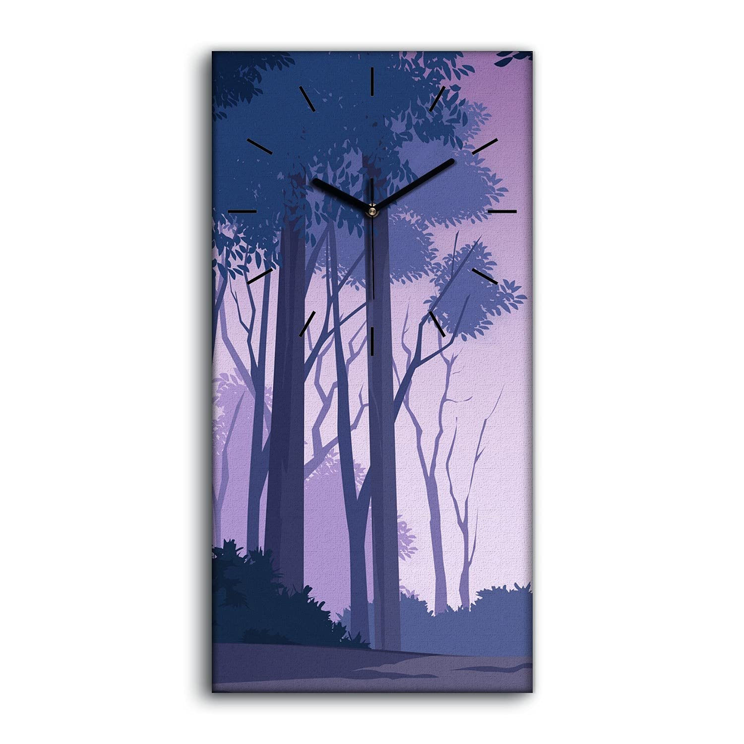 Horloge salon silencieuse toile arbres forestiers 30x60cm pour déco nature