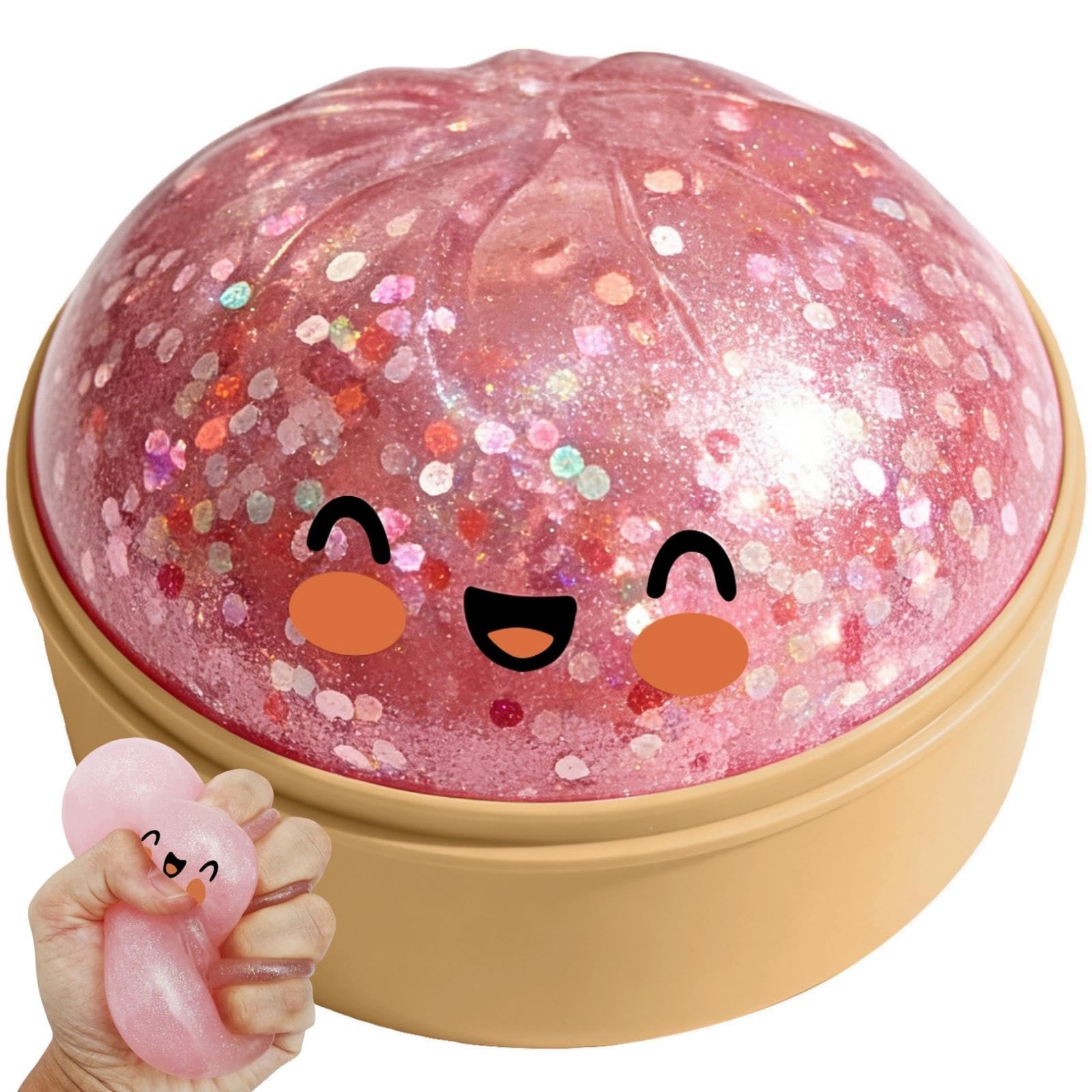 Glitter Dumpling Squishy, Squishy Dumpling Toys, Colorful Stress Relief Fidget Toys for Kids & Adults, Cute Soft Glitter Sensory Toy for Relaxation at Home, Office, Classroom