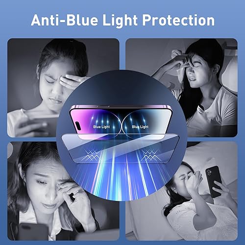 Miniatura 6 de Kit de alineación automática protector de pantalla para iPhone 14 Pro Max, luz azul, 6.7 pulgadas, cobertura completa, compatible con isla dinámica,