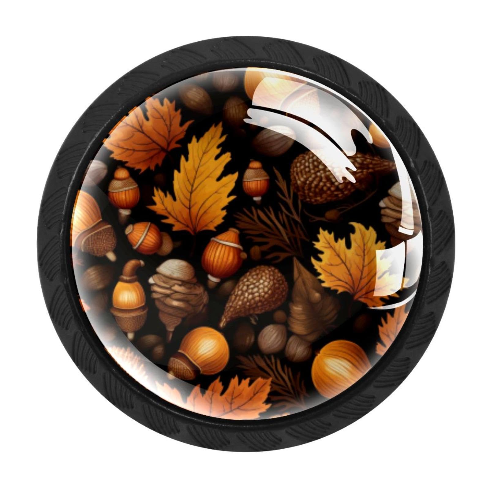CHENZZZZ 4 pcs Thanksgiving Acorn Cabinet Knobs Crystal Drawer Pulls for Kitchen, Bathroom Cabinet, Dresser and Cupboard