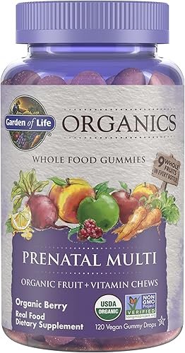 Jardín de vida Gummy Vitamina, mykind Organics Gummy para mujer Multivitamínico Prenatal, 120 unidades Frutas orgánico certificado Chews