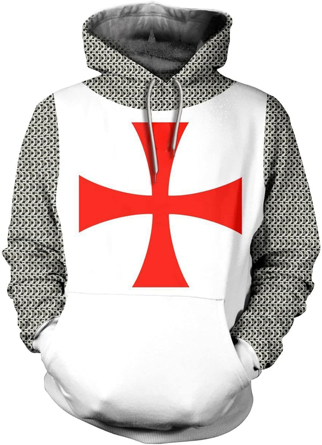 Fzkun Men's # 1 Hoodie 3D Knights Templar Printed Hoodie Christmas Halloween Autumn Winter Drawstring Hooded Sweatshirt (M,)