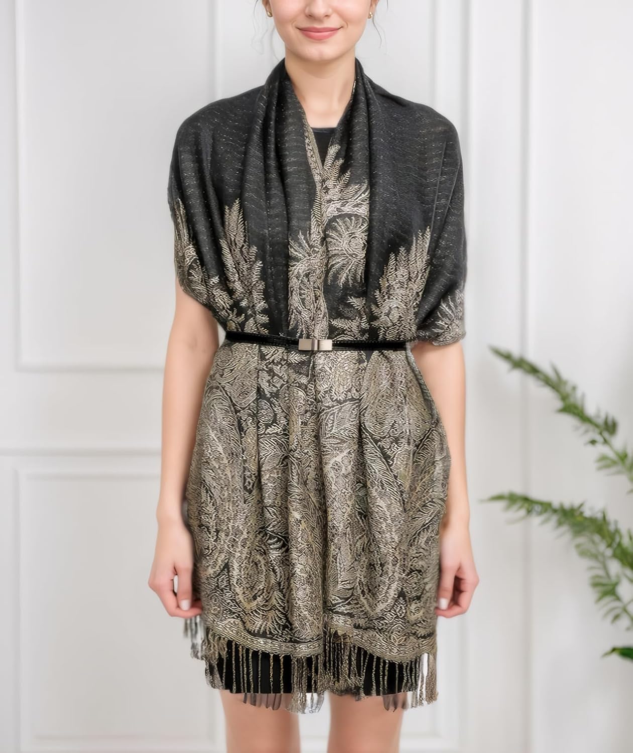 Achillea Big Paisley Pashmina Shawl Wrap for Women – Elegant Scarf for Weddings, Evening Dresses, Festivals & Daily Wear - Image 4