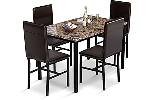 AWQM 36 Inch Faux Marble Kitchen Dining Table Set with 4 Chairs for 4