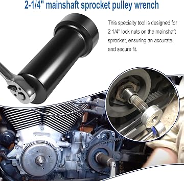 2-1/4 Socket Mainshaft Sprocket Pulley Wrench Lock Nut Removal Tool with Storage Case Fit For Harley Davidson Twin Cam, Dyna, Electra Glide, Heritage Softail Made 2006 and UP