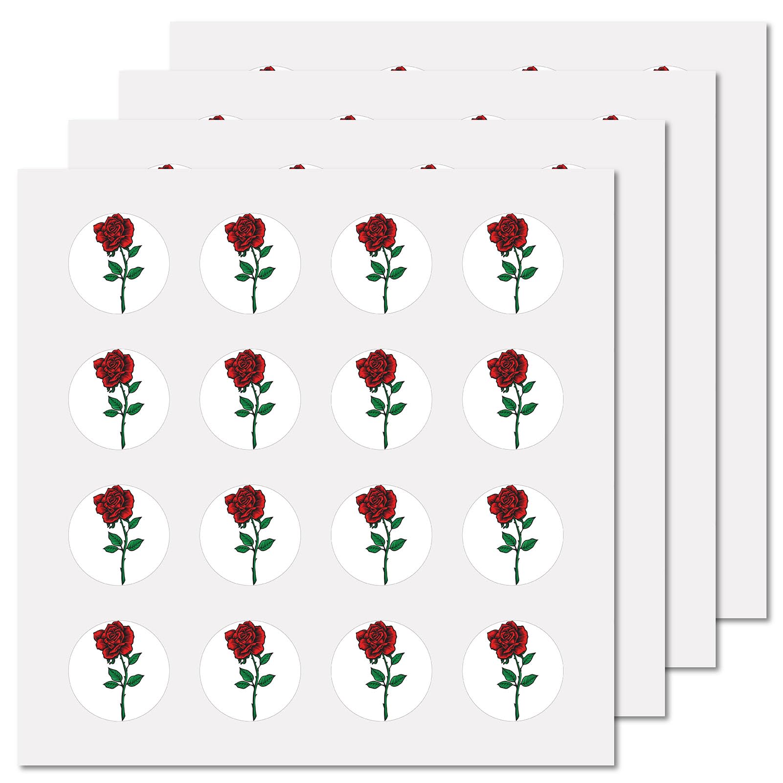 CREATCABIN 128 Unids Pegatinas de Planificador de Rosas Calcomanía de Vinilo de Flores Autoadhesivas Pegatinas Impermeables Redondas Pegatinas Florales Rojas A Granel para Botellas de Agua 2.5x2.5 cm