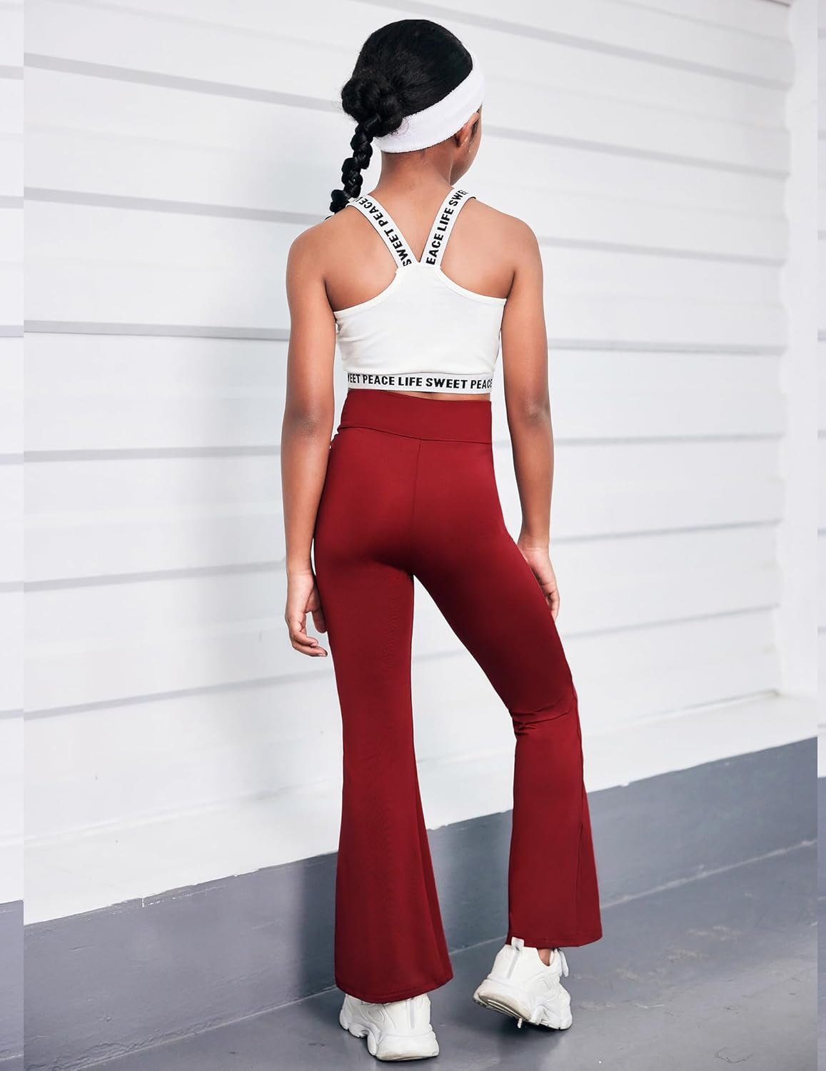 Zaclotre Girls Flare Leggings High Waisted V Crossover Casual Yoga Bell Bottoms with Pockets Pants for Kid - Image 4