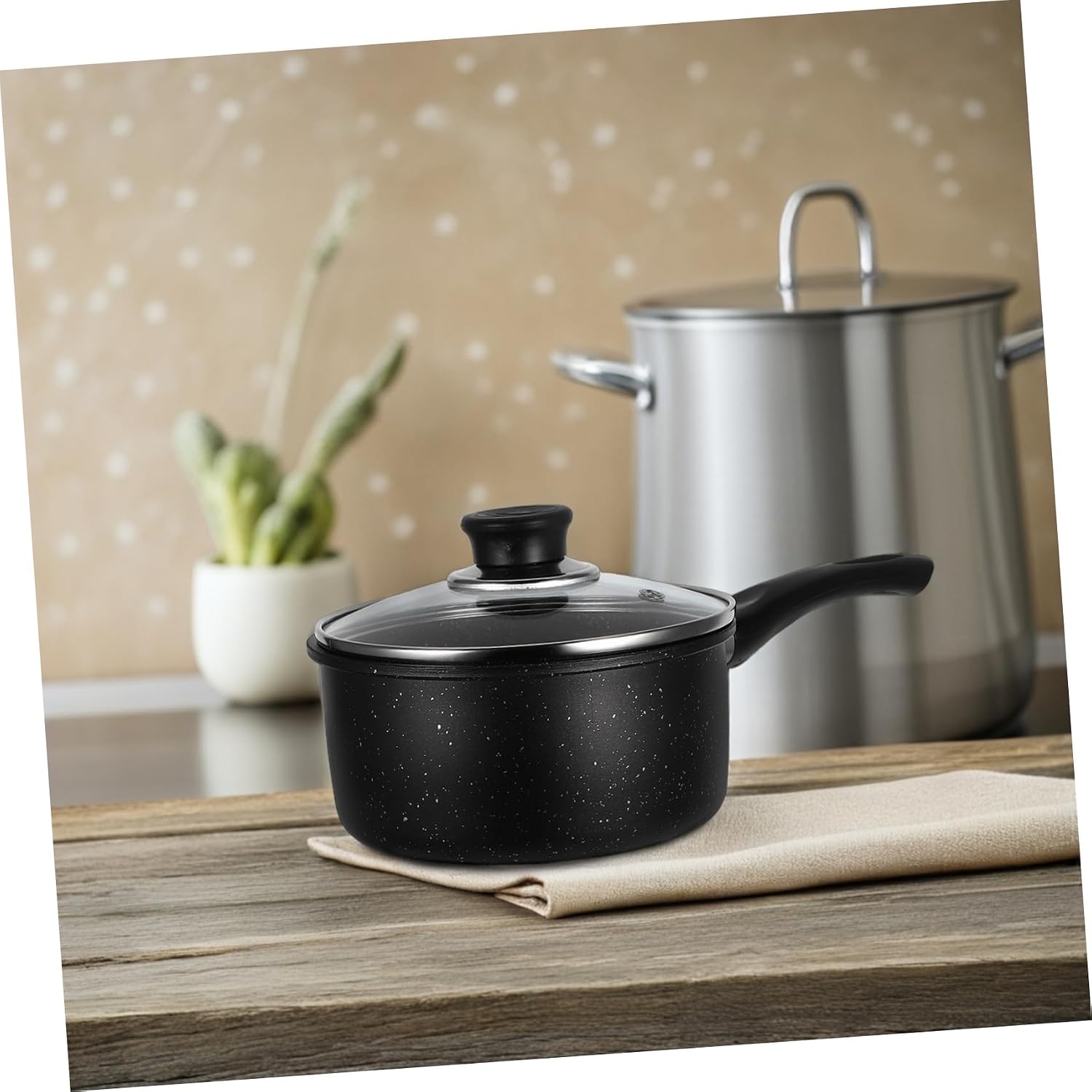BESTOYARD Nonstick Saucepan for Cooking Maifanstone Butter Warmer Pot Small Soup and Noodles Cookware Lid for Daily Use Household Kitchens