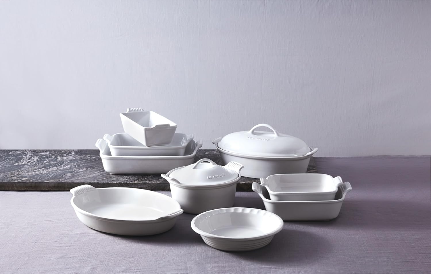 Le Creuset Stoneware Heritage Covered Oval Casserole, 4 qt. (14"), White