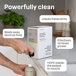 ATTITUDE Dish Soap, Infused with Essential Oils, Plant-Based Ingredients, EWG Verified, Great for Clean and Sparkling Dishes, Vegan Dishwashing Liquid, Geranium & Lemongrass, 488 mL