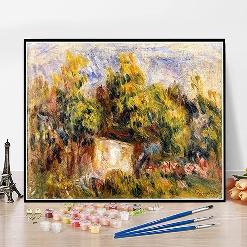 Miniatura 3 de Pintura por números para adultos, kits de flores en un jarrón verde, pintura de dahlilas y asters, por Auguste Renoir Kit de pintura por números