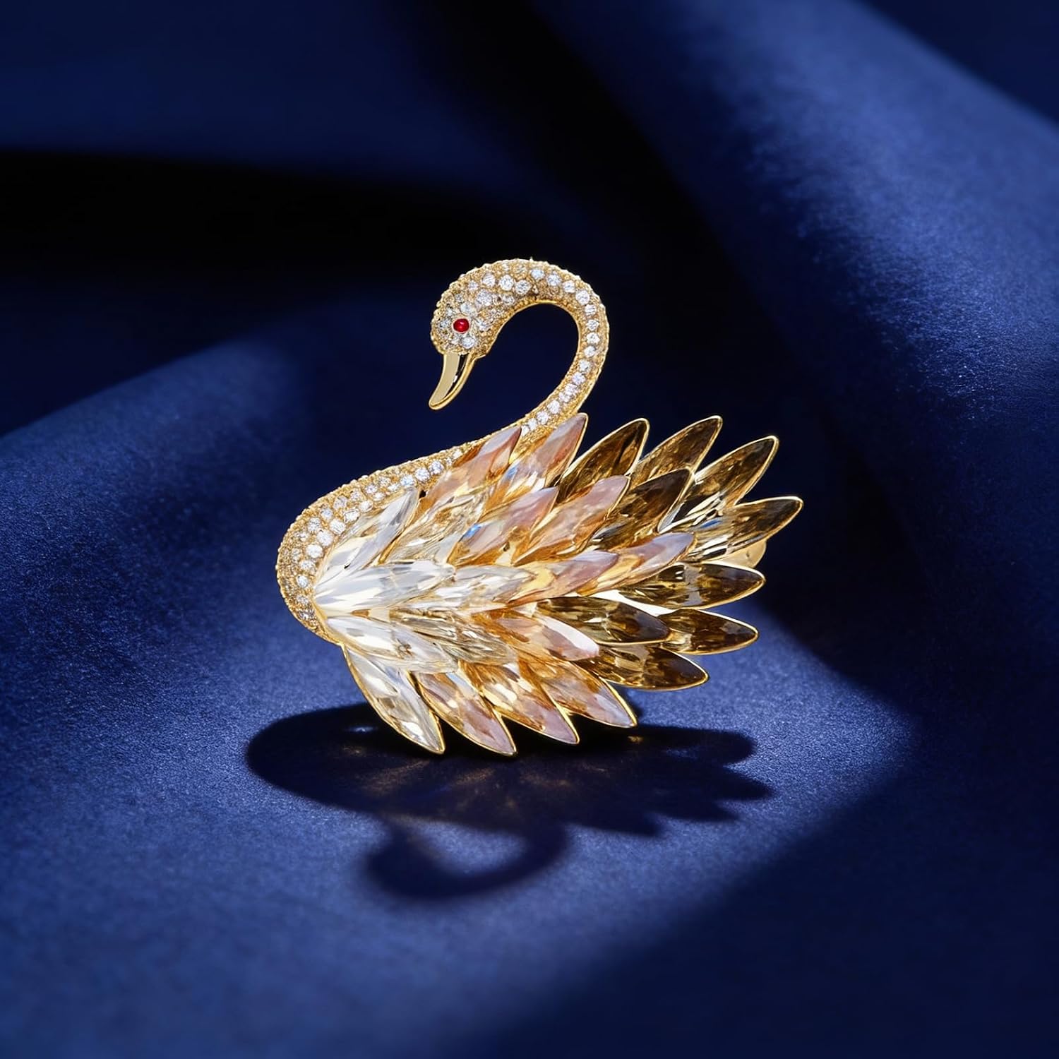 Swan Brooch Pin for Women, Crystal Bird Jewelry Lapel Pin Gift for Her