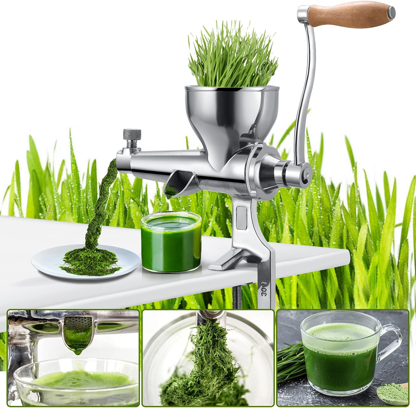 Handy Pantry HJ Hurricane Stainless Steel Manual Wheatgrass Juicer Hand Juicers