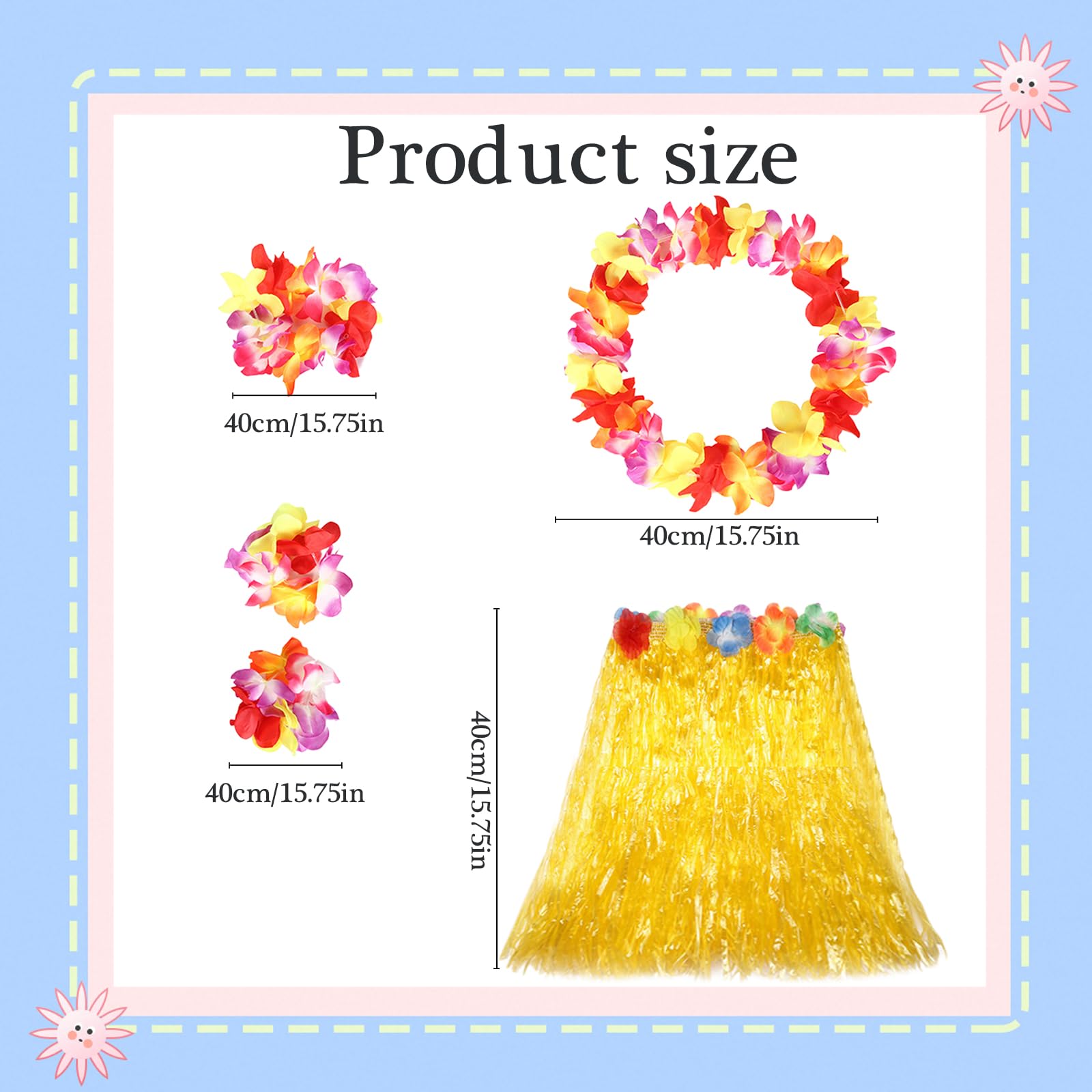 Ycfish Hawaiian Hula Grass Skirt with Adjustable Waistband - Image 2