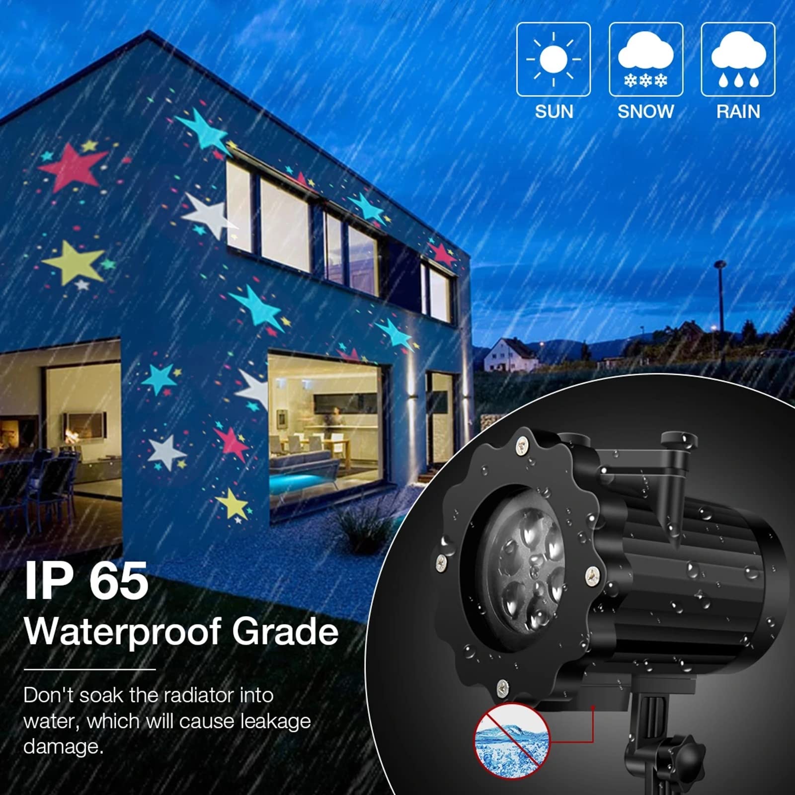 Projecteur de Noël Lumières d'extérieur, projecteur d'Halloween étanche, 16 diapositives lumineuses HD avec minuterie de télécommande, lumières de projection LED pour les décorations de fête de Noël à