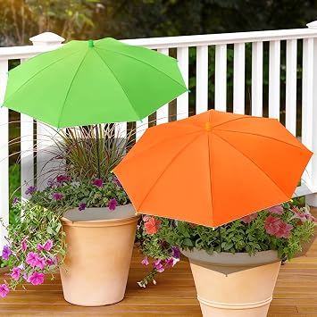 2 Pack Plant Umbrellas for Outdoor Plants - Adjustable Height Garden Umbrella Shade for Potted Plants Garden Beds Flower Pot, Provide Shade to Defend Plants from Blazing Sun, Upgraded Larger Size
