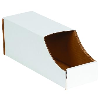 BOX USA BBINB412 Stackable Bin Boxes, 4" x 12" x 4 1/2", Oyster White Pack of 50