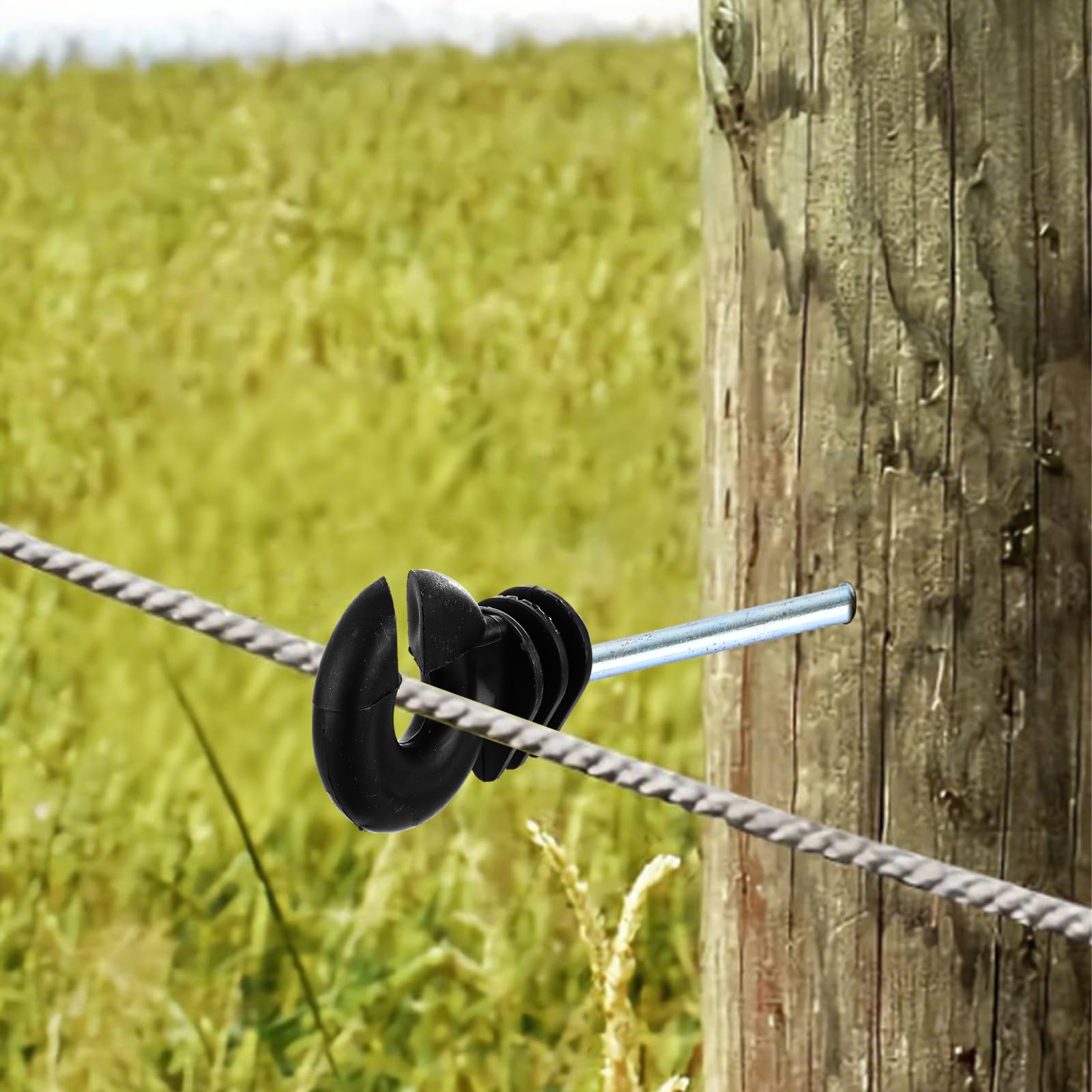 50 aisladores eléctricos para vallas, aisladores eléctricos de anillo de valla de tornillo largo, aislador de anillo de malla de alambre, accesorio eléctrico de poste de valla de prado, aislante de