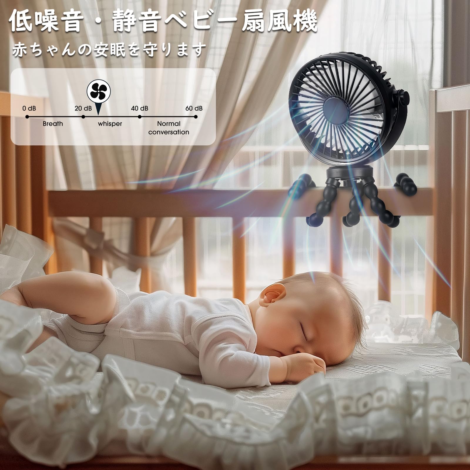Amazon | ベビーカー 扇風機 携帯 卓上/吊り下げ/手持ち/巻き付け