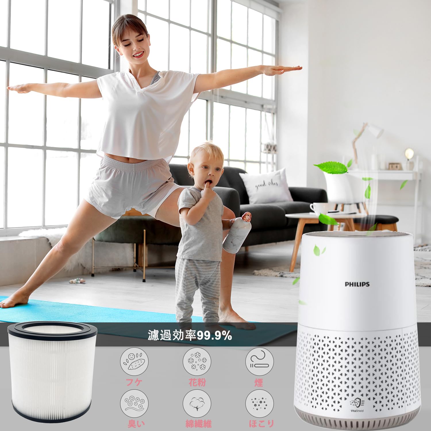Amazon.co.jp: CHNPOFNT空気清浄機はフィルタの代わりに、PHILIPS 