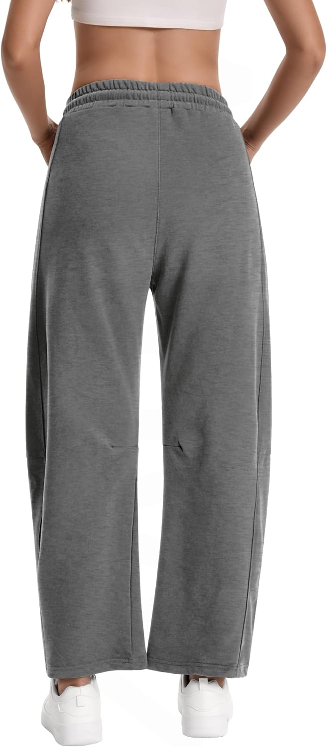 Auriviz Womens Barrel Sweatpants Drawstring High Waisted Wide Leg Pants Baggy Casual Workout Sweat Pants Pockets 28‘’ Inseam - Image 4