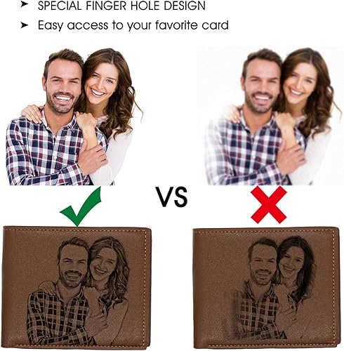 Miniatura 2 de Carteras grabadas personalizadas foto cuero cartera hombres,marido,papá,hijo,regalos personalizados, cartera Rfid, Estándar, Estilo 4 - Horizontal