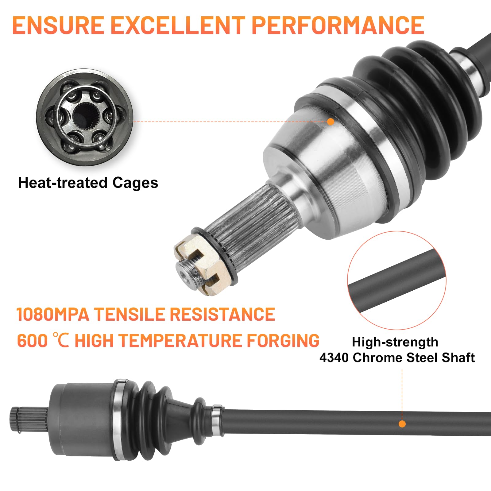 Rear CV Joint Axle Kit W/ Bearings For Polaris Ranger 700 / Crew 4x4 EFI (2007-2009) - Set Of 4
