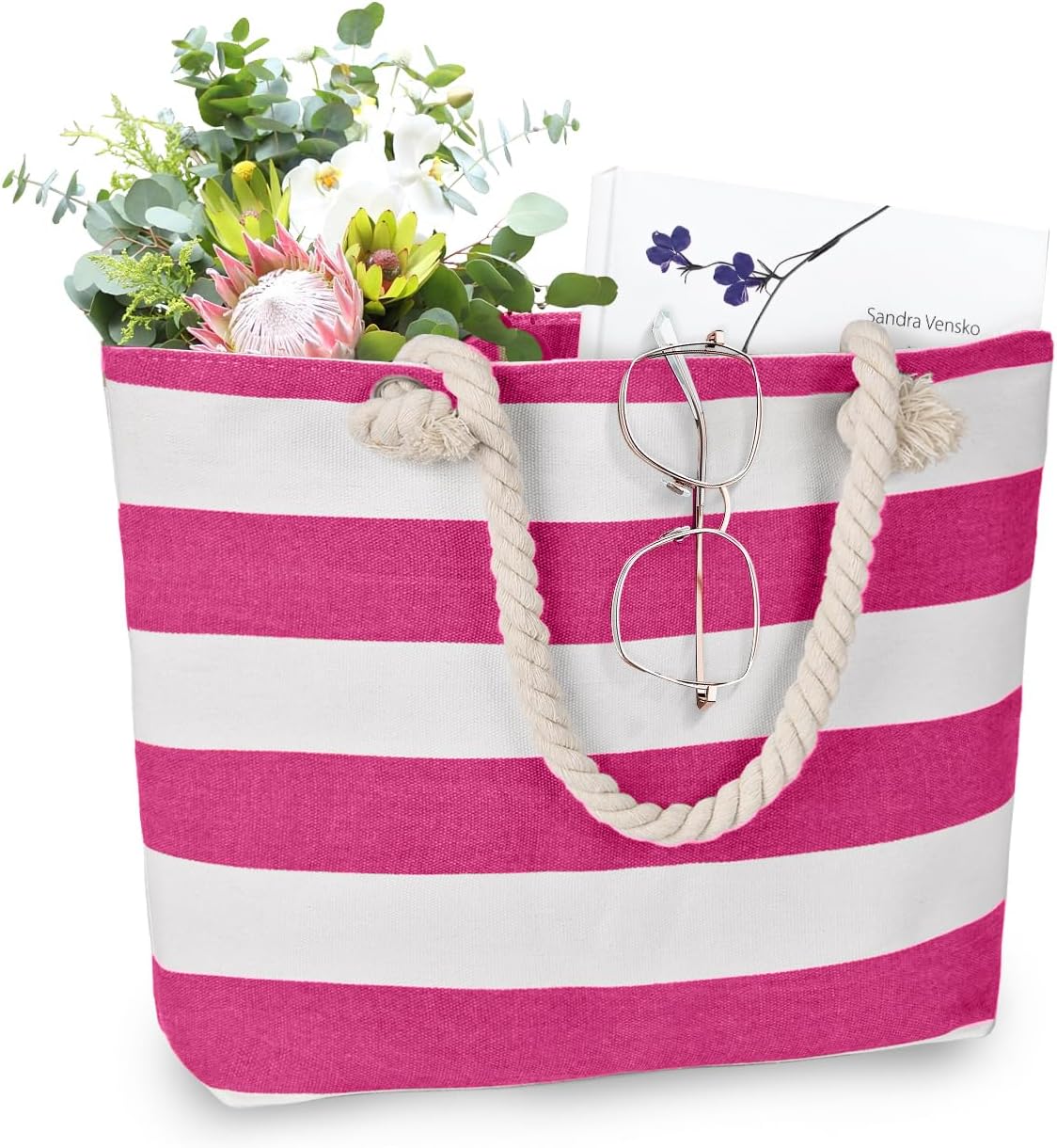 LAVTUG Beach Bags for Women, Large Canvas Beach Tote Bag Waterproof Sandproof Beach Bags Swim Pool Bag Travel Essentials - Image 3