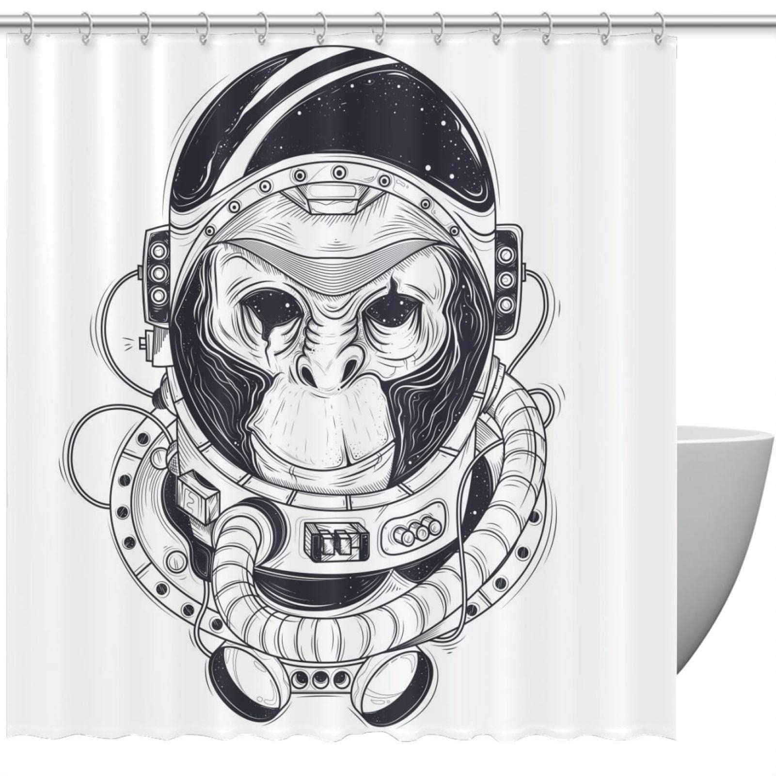 Rideau de douche singe 168x183 cm pour décorer votre salle de bain