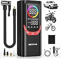 Vista 1 de NEXPOW NP17 Compresor de Aire Portátil, Inflador de Neumáticos Digital de 150 PSI, Inflado Rápido con Apagado Automático, Luz LED, Múltiples Rojo