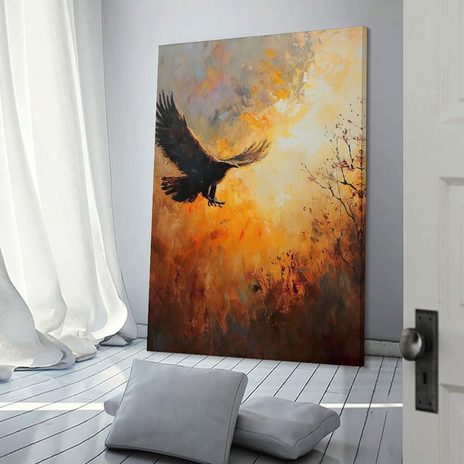 Junmoney Frame-Style-16 Eagle In Flight Oil Painting Home Decor Wall Art 16X24inch(40X60cm), For Lounge, Study, Hallway Or Flat Walls, Stylish Home Artwork For Focal Walls