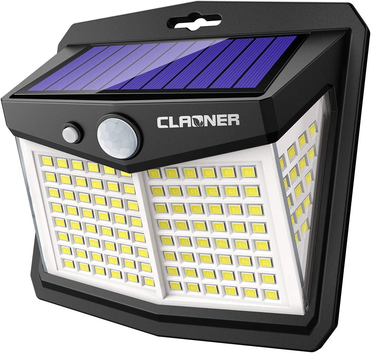 CLAONER Solar Lights Outdoor, [128 LED/1 Pack] Motion Sensor Lights 3 Working Modes for Outdoor with 270° Wide Angle Wireless IP65 Waterproof Security Light for Fence, Patio, Cold White