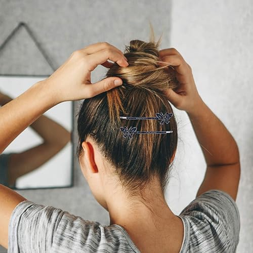 Miniatura 2 de 2 pares de pinzas de cristal para el cabello, con diamantes de imitación, diseño de flores, pasadores de pelo retro para boda, accesorios para el
