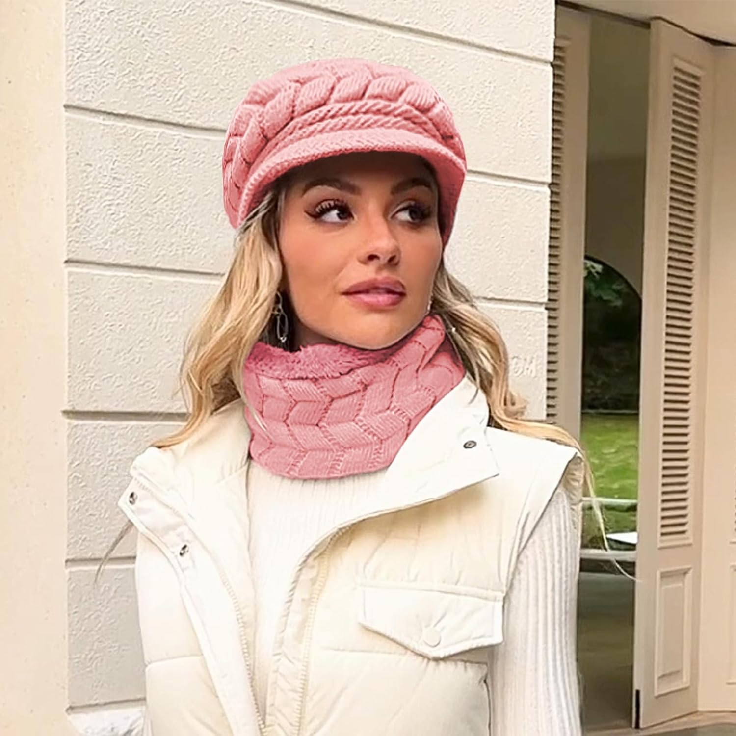 Loritta Womens Winter Beanie Hats Thick Warm Knitted Chunky Soft Slouchy Cap with Visor Brim - Image 2