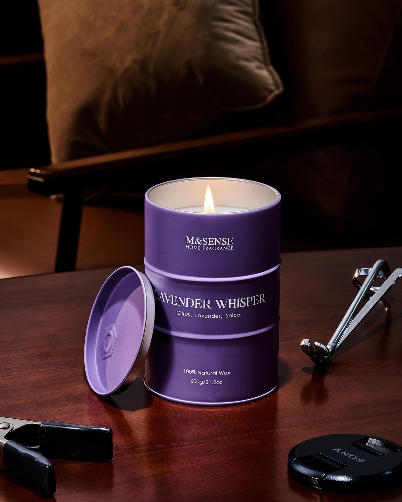 M&SENSE Candele profumate di soia di grandi dimensioni alla lavanda per la casa, candela profumata per lo stress, la meditazione e il relax, regali per la mamma, l'insegnante e gli amici