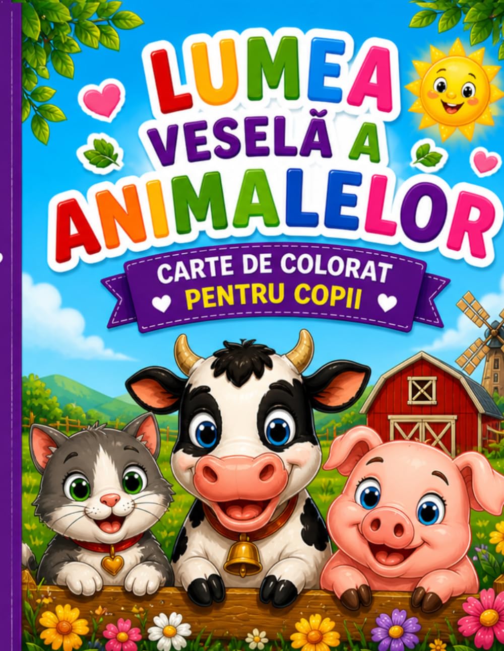 Lumea Vesela a Animalelor: Carte de colorat pentru copii 6-10 anii