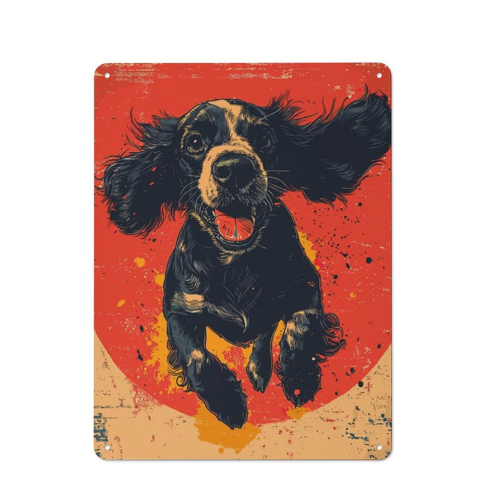 Junmoney Cocker Spaniel For Café Or Restaurant, Vintage Metal Sign 40X30cm, For Vintage Wall Decor Fans, For Cafés, Pubs And Restaurants
