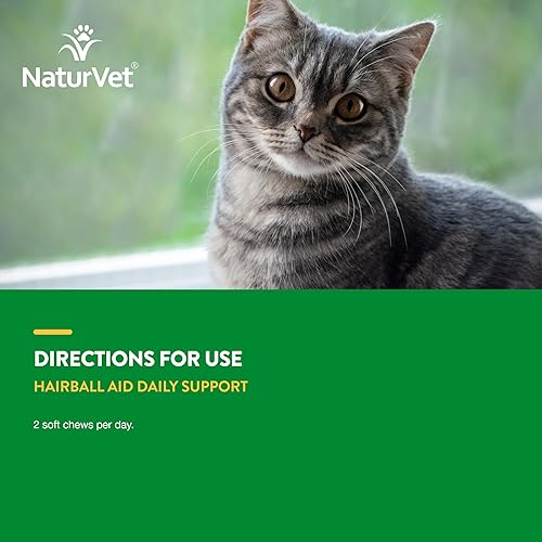 Miniatura 7 de NaturVet Suplemento de vitamina y ayuda digestiva para gatos  Suplemento de salud de mascotas para bolas de pelo de gatos, soporte del sistema