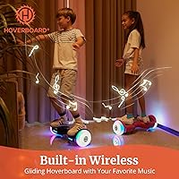 Vista 10 de Hoverboard con altavoz de música, ruedas LED de 6.5 pulgadas, luces de auto equilibrio, alcance máximo de 5/6 millas y 6.2 mph alimentado por motor