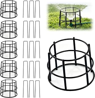 5 Set Lawn Sprinkler Head Protector,Black Metal Lawn Sprinkler Guard | Upgraded Durable Sprinkler Donut Guard,Outdoor Irrigation System Protector for Reduce Damage from Mower Trimmers