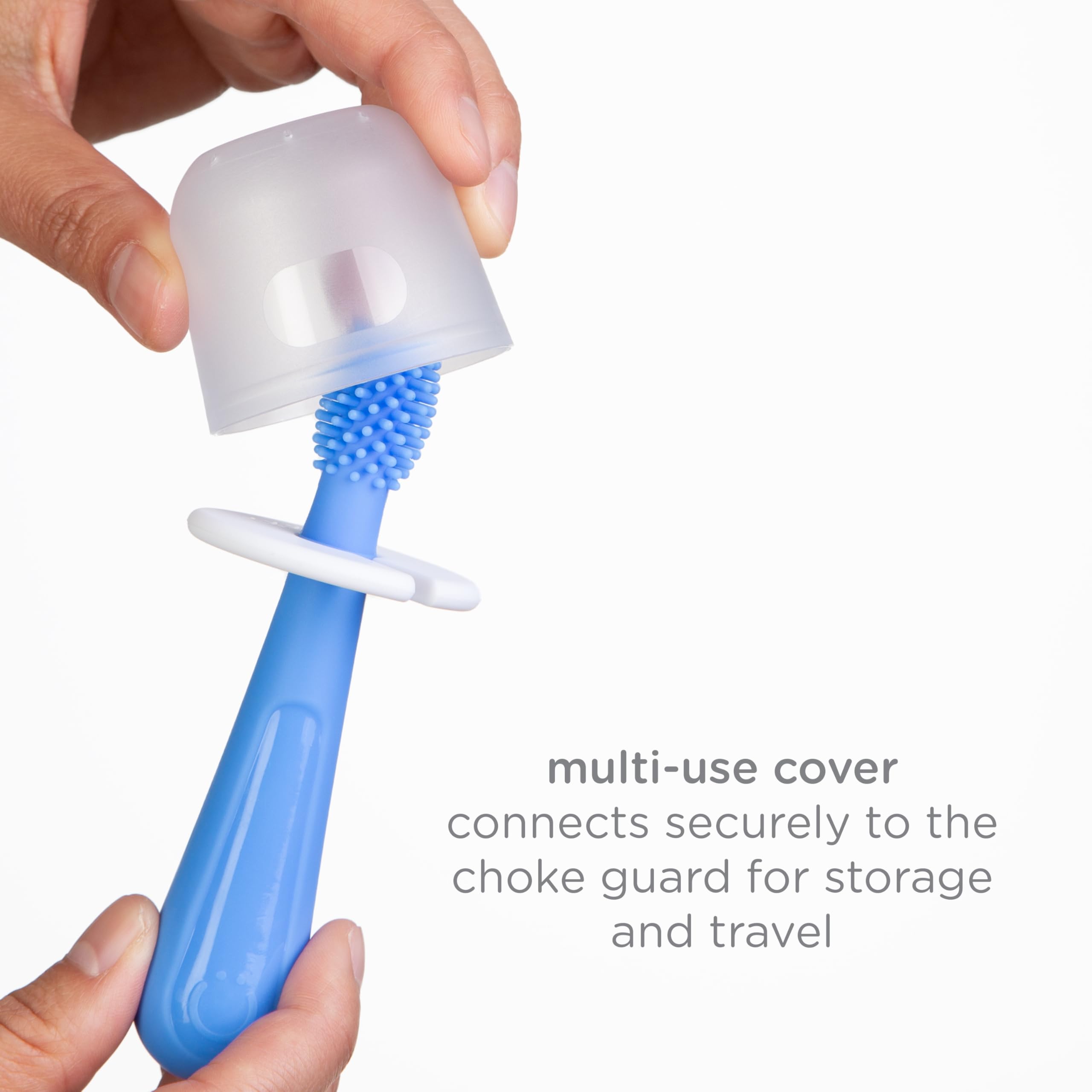 Ubbi Grow with Me Toothbrush Training Set for Babies and Toddlers, Includes Silicone Finger Brush, 360° and Soft Bristled Toothbrush, Polaris Blue