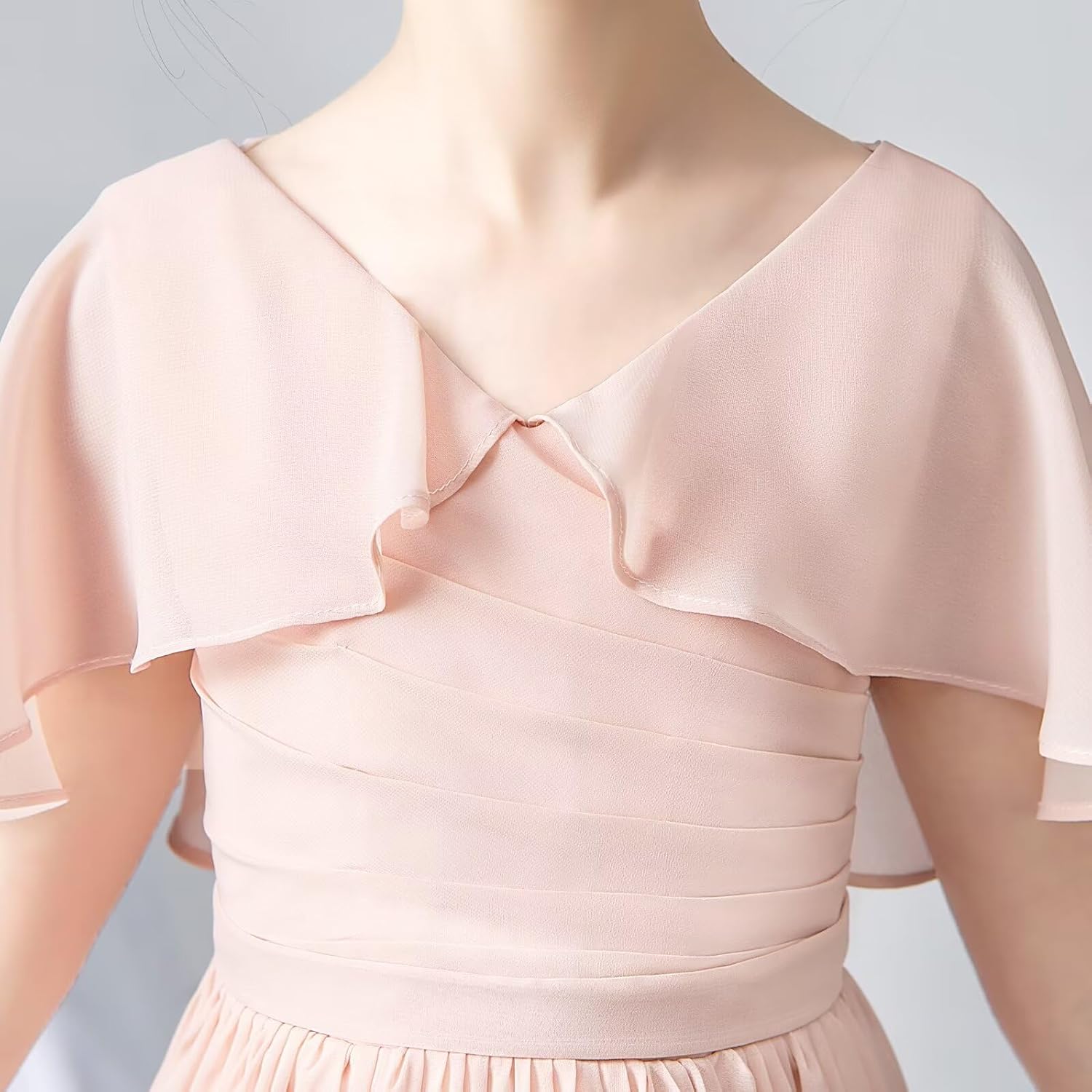 dideyttawl Chiffon Flower Girls Dress Cape Sleeves Junior Bridesmaid Dress for Girls 4-16 Special Occasion 383 - Image 5