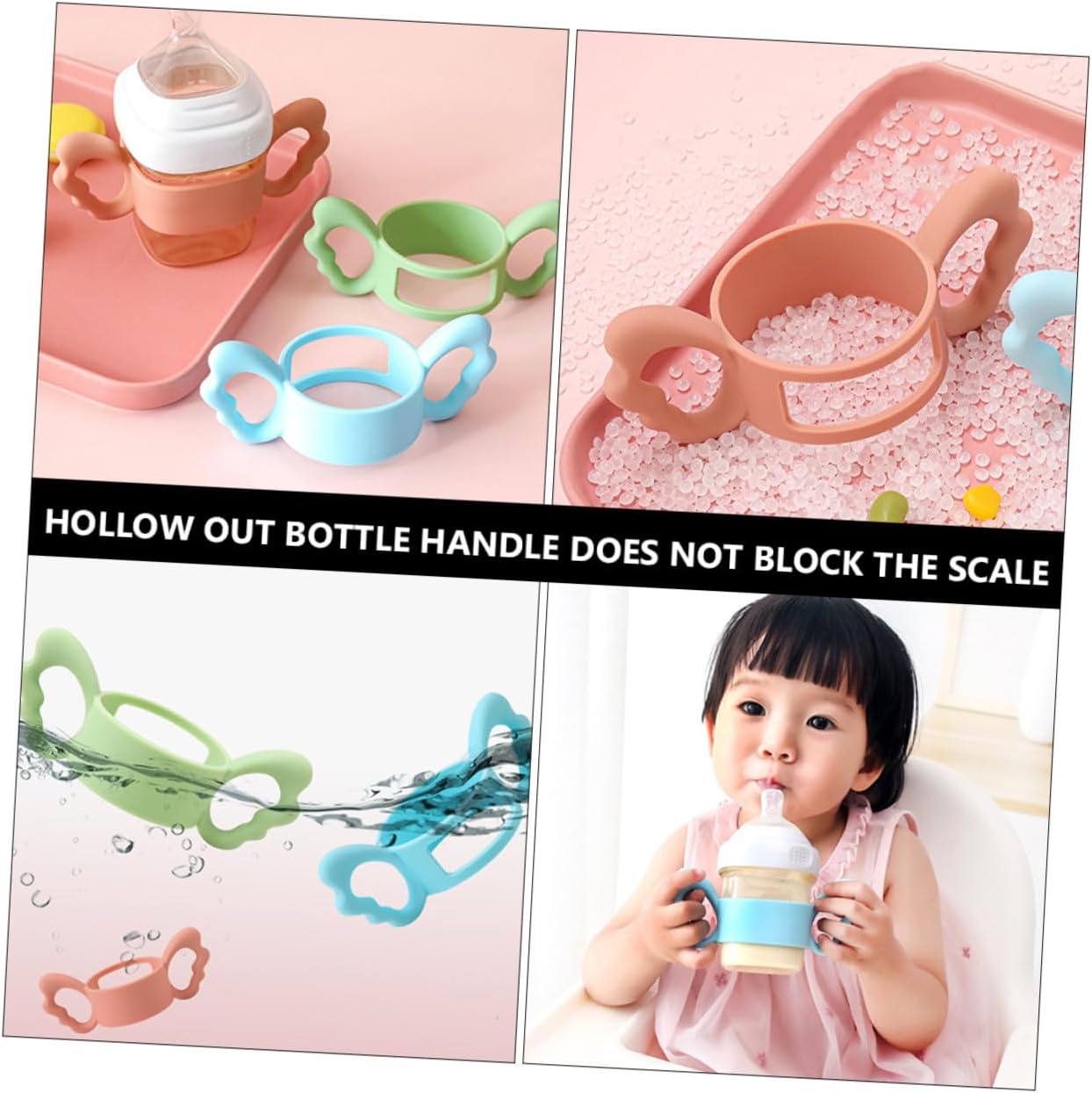 Yardwe 2Pcs Silicone Wide-Neck Bottle Handles Ergonomic Feeding Grip for Boys and Easy to Install Removable Bottle Holders