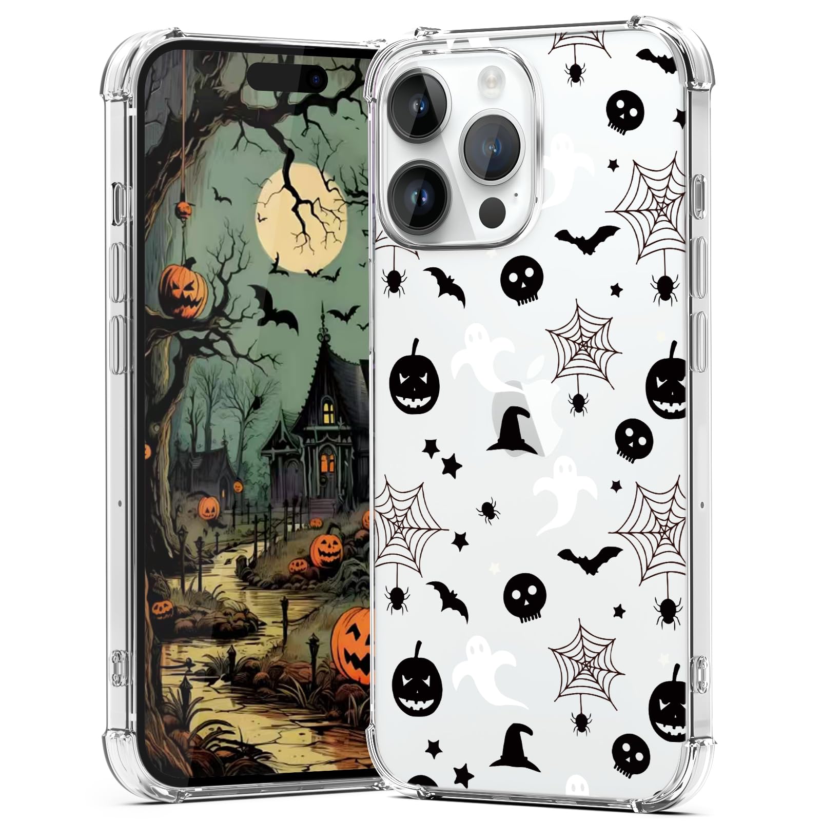 Coque iPhone 14 Pro Halloween citrouille transparente souple - 8