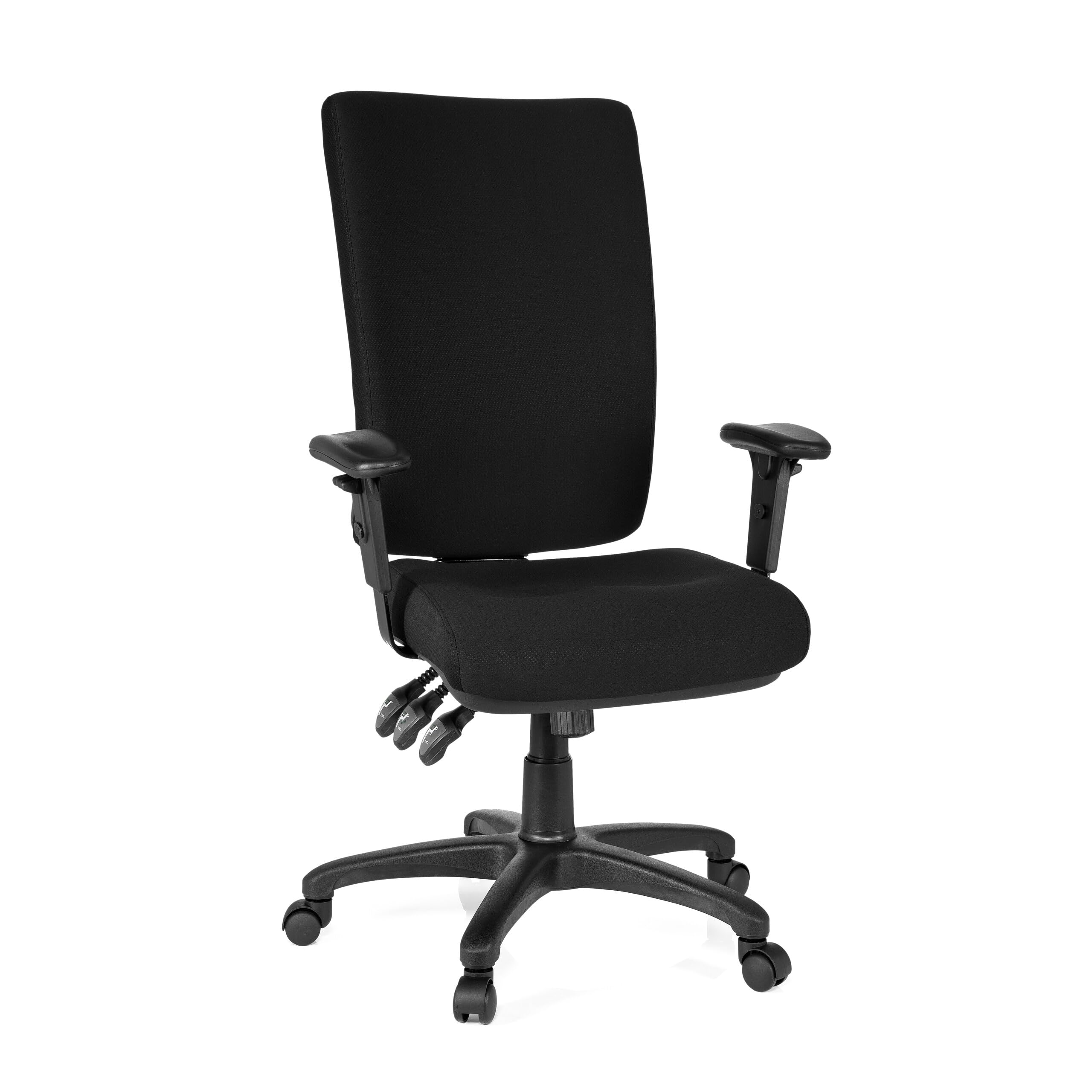 hjh OFFICE 702100 Profi Bürostuhl Zenit HIGH Stoff Schwarz Drehstuhl ergonomisch, Arm- und Rückenlehne verstellbar